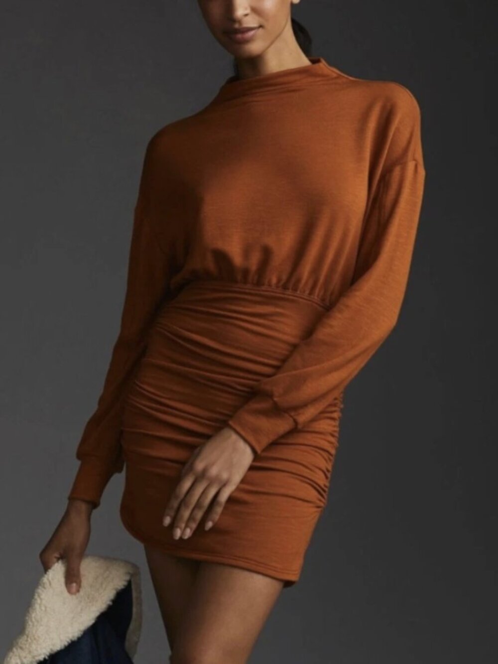 Anthropologie Daily Practice Rusty Ruched Cozy Soft Dress